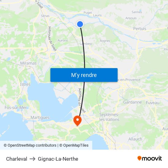 Charleval to Gignac-La-Nerthe map