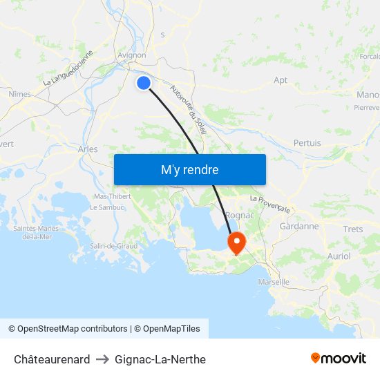 Châteaurenard to Gignac-La-Nerthe map
