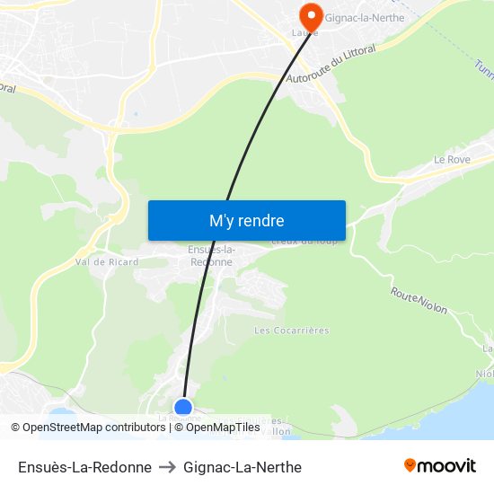 Ensuès-La-Redonne to Gignac-La-Nerthe map