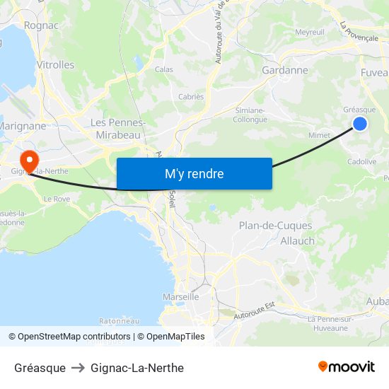 Gréasque to Gignac-La-Nerthe map