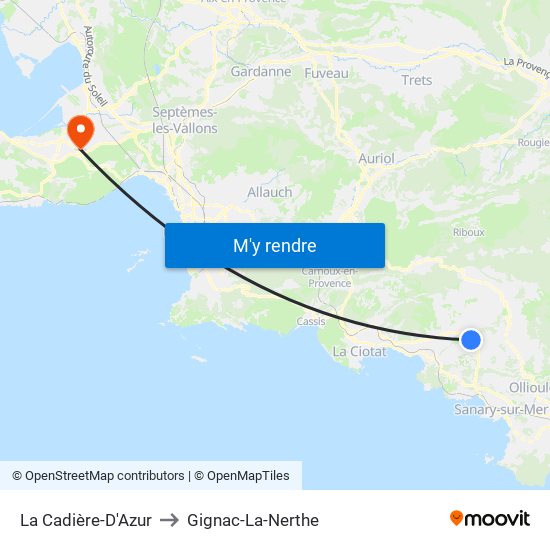 La Cadière-D'Azur to Gignac-La-Nerthe map