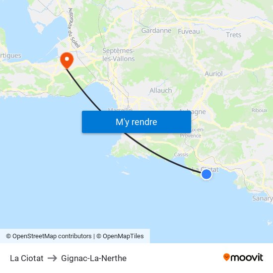 La Ciotat to Gignac-La-Nerthe map