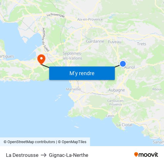 La Destrousse to Gignac-La-Nerthe map