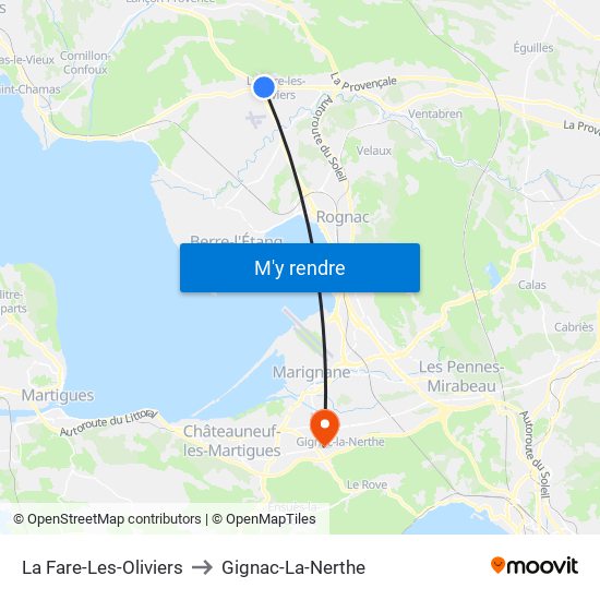 La Fare-Les-Oliviers to Gignac-La-Nerthe map