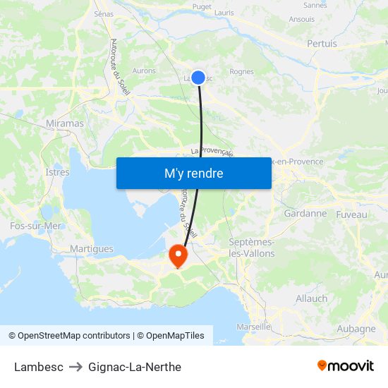 Lambesc to Gignac-La-Nerthe map