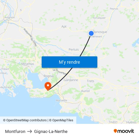 Montfuron to Gignac-La-Nerthe map