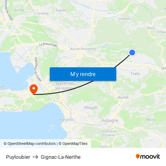 Puyloubier to Gignac-La-Nerthe map
