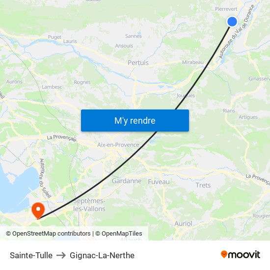 Sainte-Tulle to Gignac-La-Nerthe map