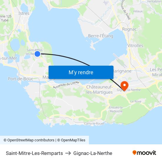 Saint-Mitre-Les-Remparts to Gignac-La-Nerthe map