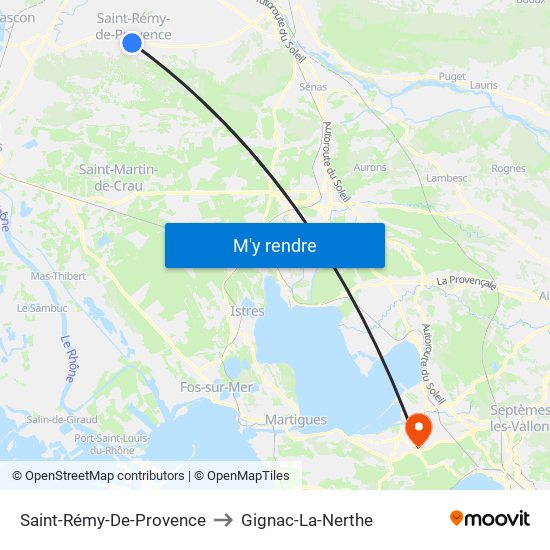 Saint-Rémy-De-Provence to Gignac-La-Nerthe map