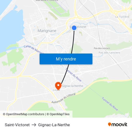 Saint-Victoret to Gignac-La-Nerthe map