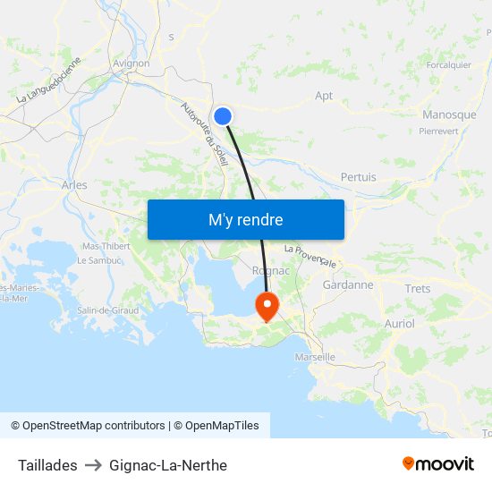 Taillades to Gignac-La-Nerthe map