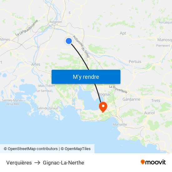 Verquières to Gignac-La-Nerthe map
