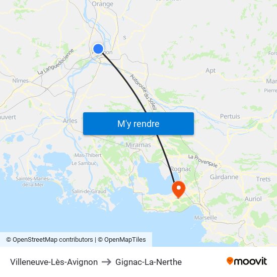 Villeneuve-Lès-Avignon to Gignac-La-Nerthe map