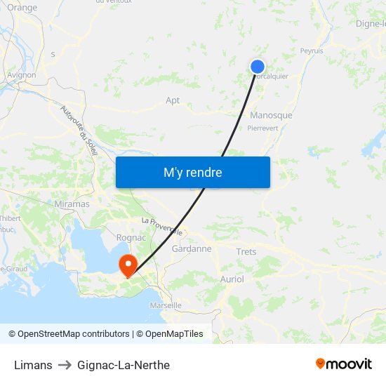 Limans to Gignac-La-Nerthe map