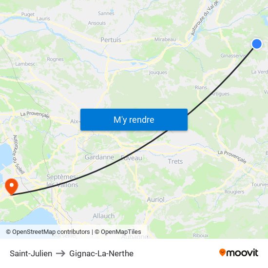 Saint-Julien to Gignac-La-Nerthe map