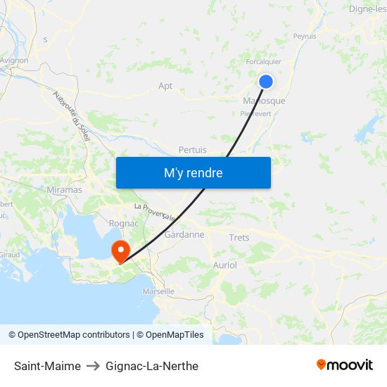 Saint-Maime to Gignac-La-Nerthe map