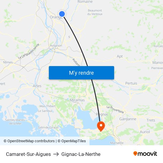 Camaret-Sur-Aigues to Gignac-La-Nerthe map