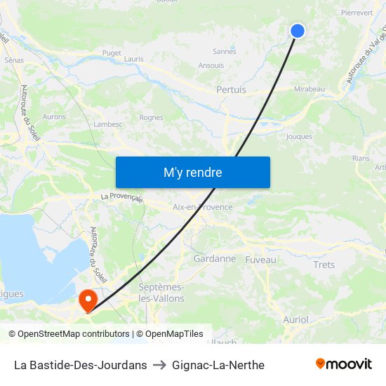 La Bastide-Des-Jourdans to Gignac-La-Nerthe map