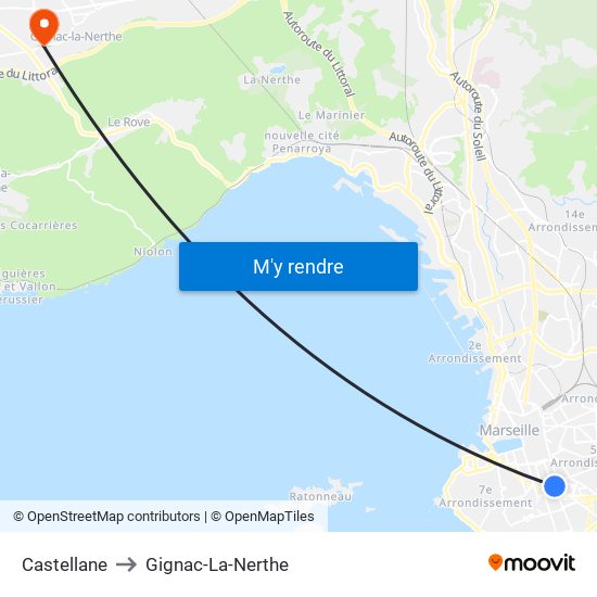 Castellane to Gignac-La-Nerthe map