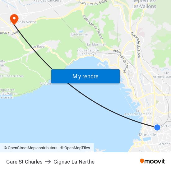 Gare St Charles to Gignac-La-Nerthe map