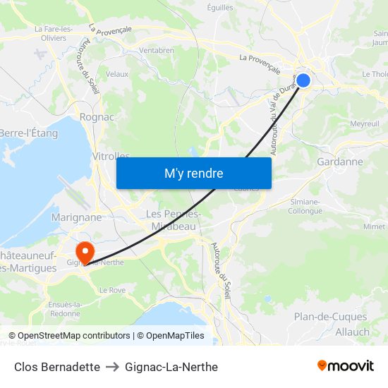 Clos Bernadette to Gignac-La-Nerthe map