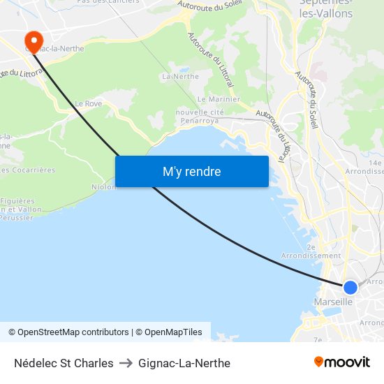 Nédelec St Charles to Gignac-La-Nerthe map