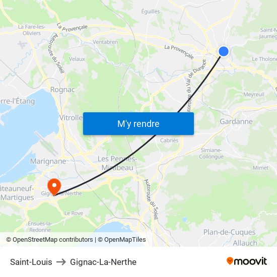 Saint-Louis to Gignac-La-Nerthe map