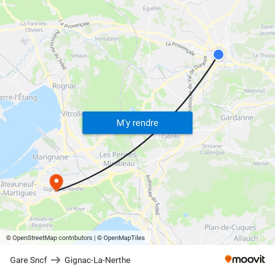 Gare Sncf to Gignac-La-Nerthe map