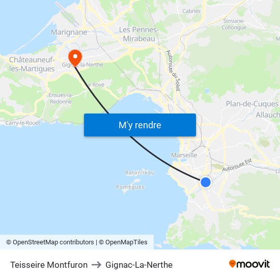 Teisseire Montfuron to Gignac-La-Nerthe map