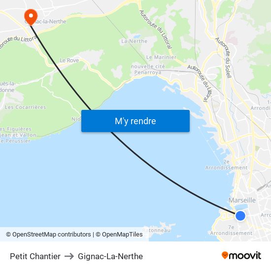 Petit Chantier to Gignac-La-Nerthe map