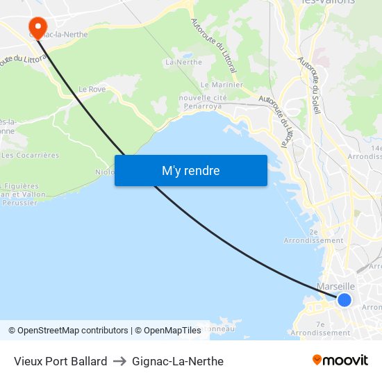 Vieux Port Ballard to Gignac-La-Nerthe map