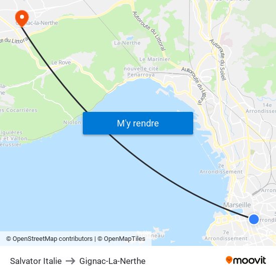 Salvator Italie to Gignac-La-Nerthe map