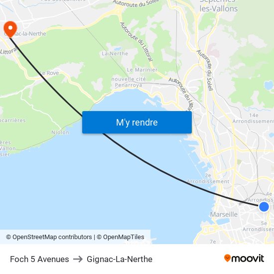 Foch 5 Avenues to Gignac-La-Nerthe map