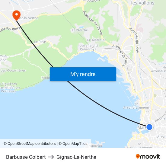 Barbusse Colbert to Gignac-La-Nerthe map
