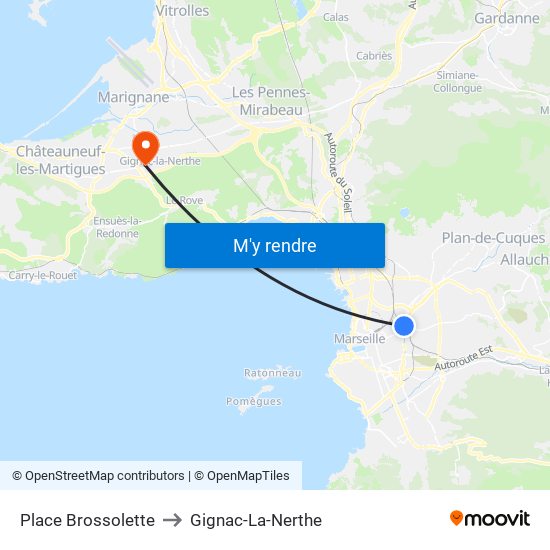 Place Brossolette to Gignac-La-Nerthe map