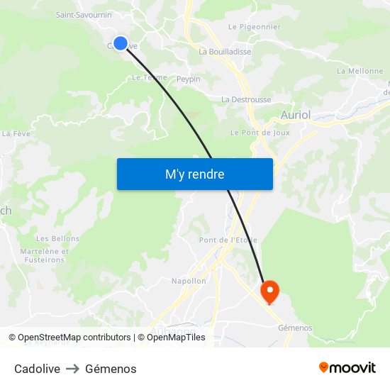 Cadolive to Gémenos map