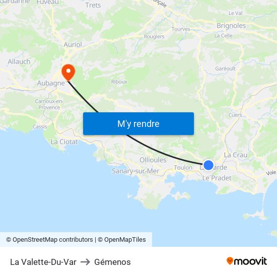 La Valette-Du-Var to Gémenos map