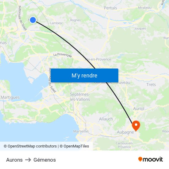 Aurons to Gémenos map