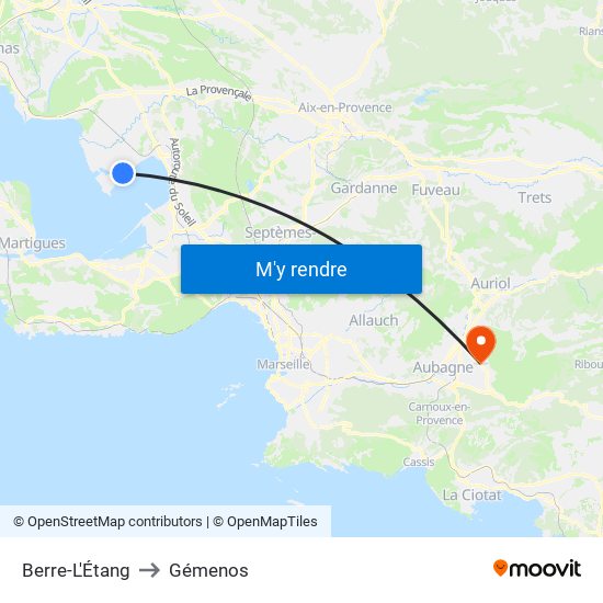 Berre-L'Étang to Gémenos map