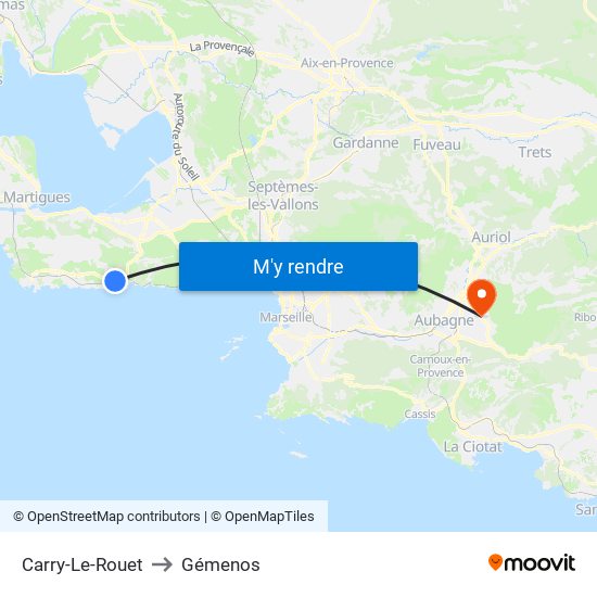 Carry-Le-Rouet to Gémenos map