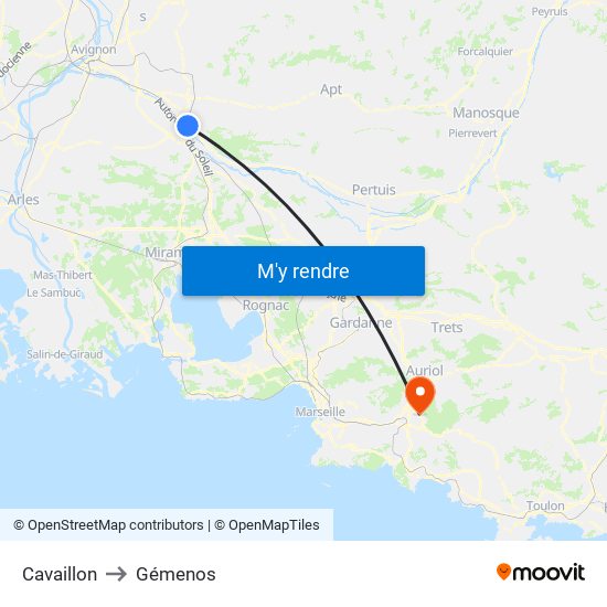 Cavaillon to Gémenos map