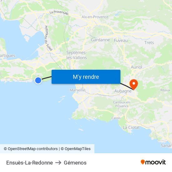 Ensuès-La-Redonne to Gémenos map
