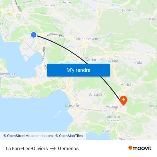La Fare-Les-Oliviers to Gémenos map