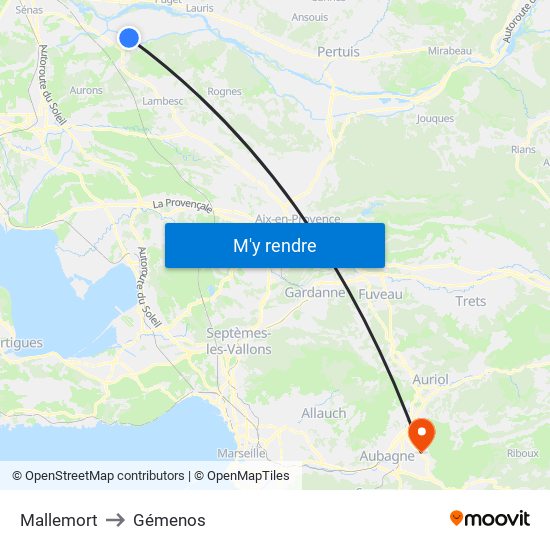 Mallemort to Gémenos map
