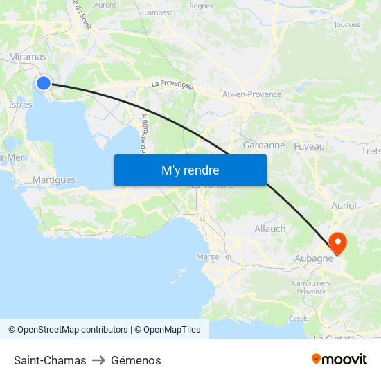 Saint-Chamas to Gémenos map
