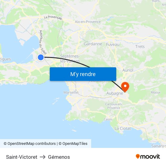 Saint-Victoret to Gémenos map