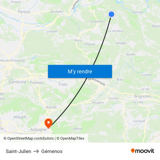 Saint-Julien to Gémenos map