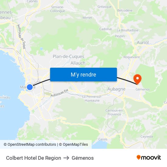 Colbert Hotel De Region to Gémenos map