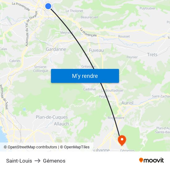 Saint-Louis to Gémenos map